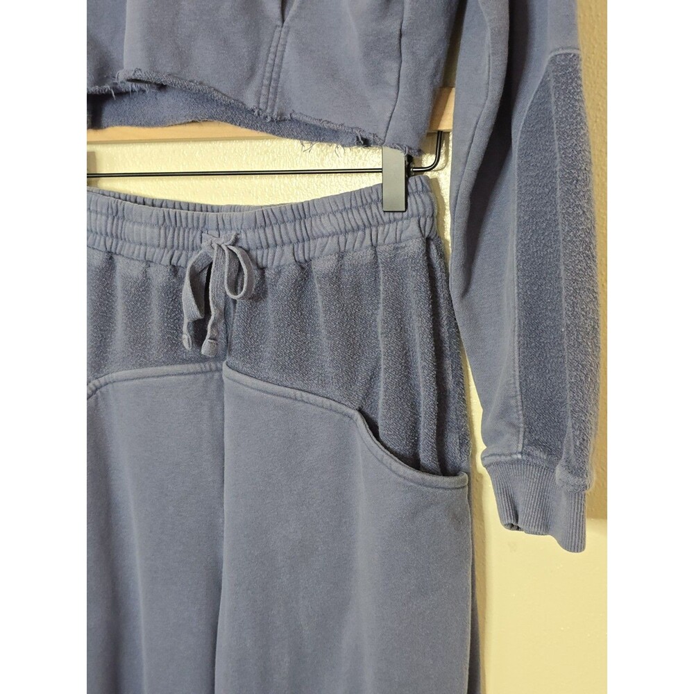 Bohme Women's XS Blue Cropped Quarter Zip Sweatshirt Jogger Pants 2 Piece Set - Picture 5 of 13